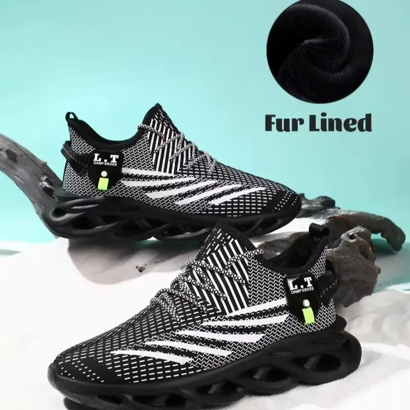 

Мужские кроссовки для бега, теплые Нескользящие, дышащие, на шнуровке, легкие, повседневная обувь для ходьбы, плоская подошва, для зимы