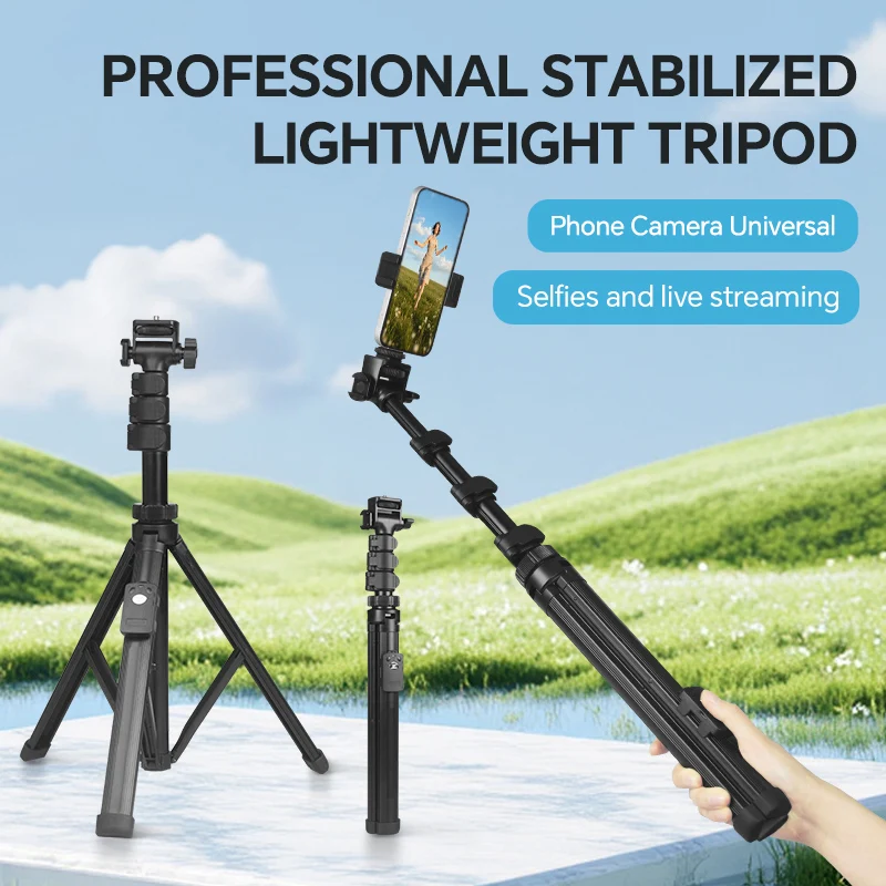 

68-дюймовая выдвижная напольная селфи-палка для телефона, подставка для камеры, штатив для смартфона с беспроводным пультом дистанционного управления, 360° ° ротати