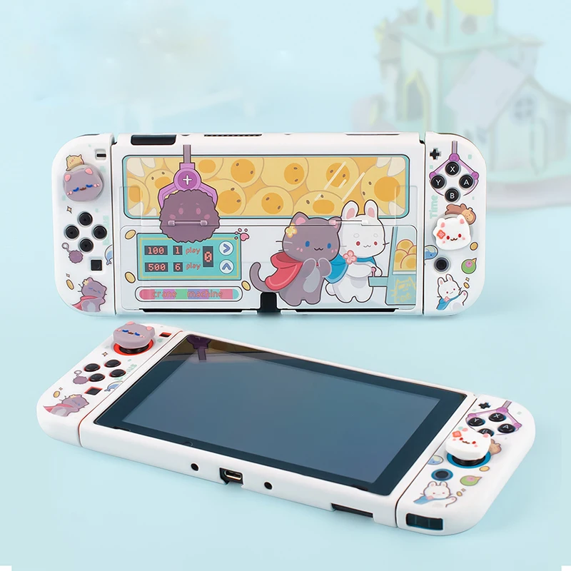 

Nintend Switch OLED Case Cute Cat Rabbit Cover Case Dockable Protective Hard PC Shell For Nintendo Switch Controller Joy-Con