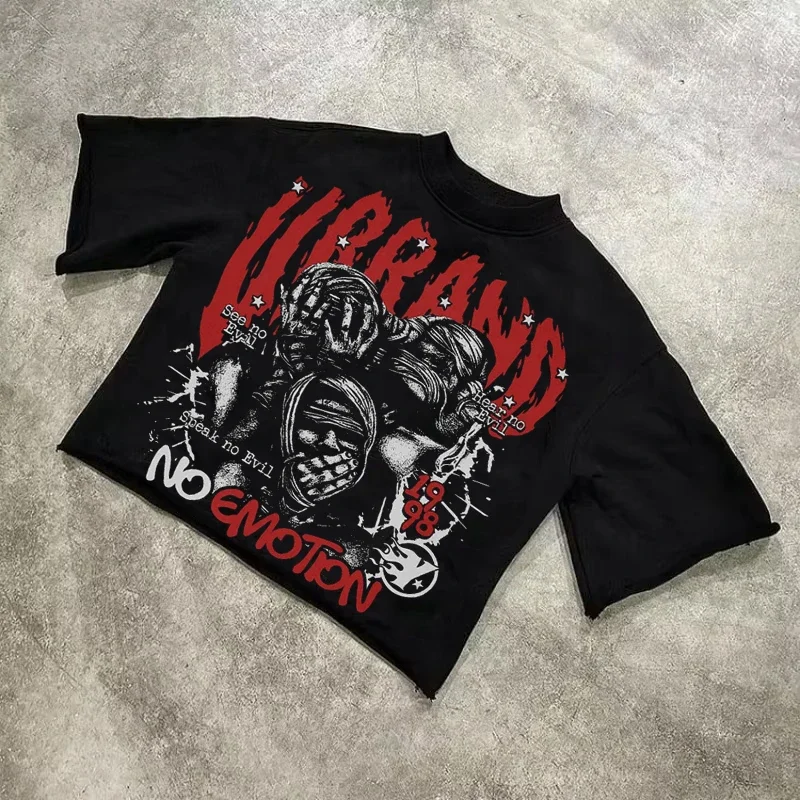 

We Are All Alone Abstract Human Face Graphics Printed Cotton T-Shirt Men Y2K Short Sleeves Oversize Tshirt Streetwear Women Tops