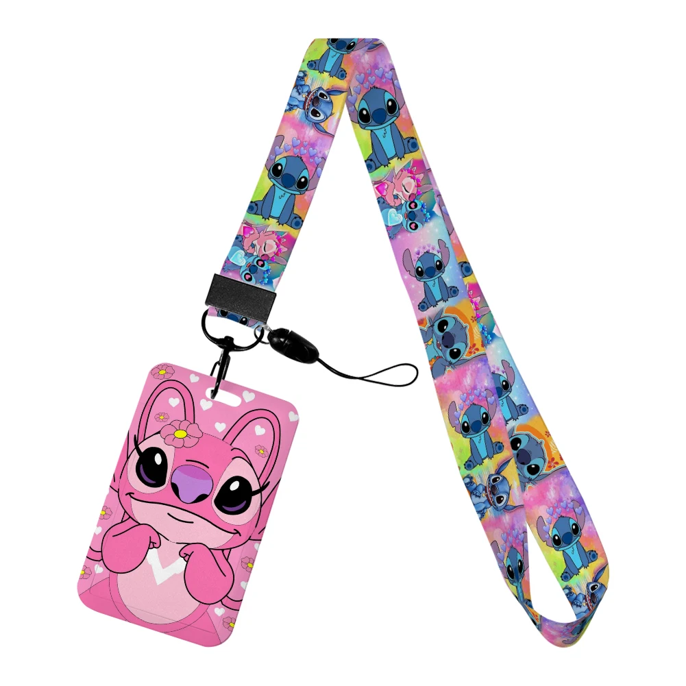 

Disney Stitch Angel New Design Id Card Holders Lanyards Girls Door Card Hanging Rope Badge Holder Neck Strap Card Small Gift