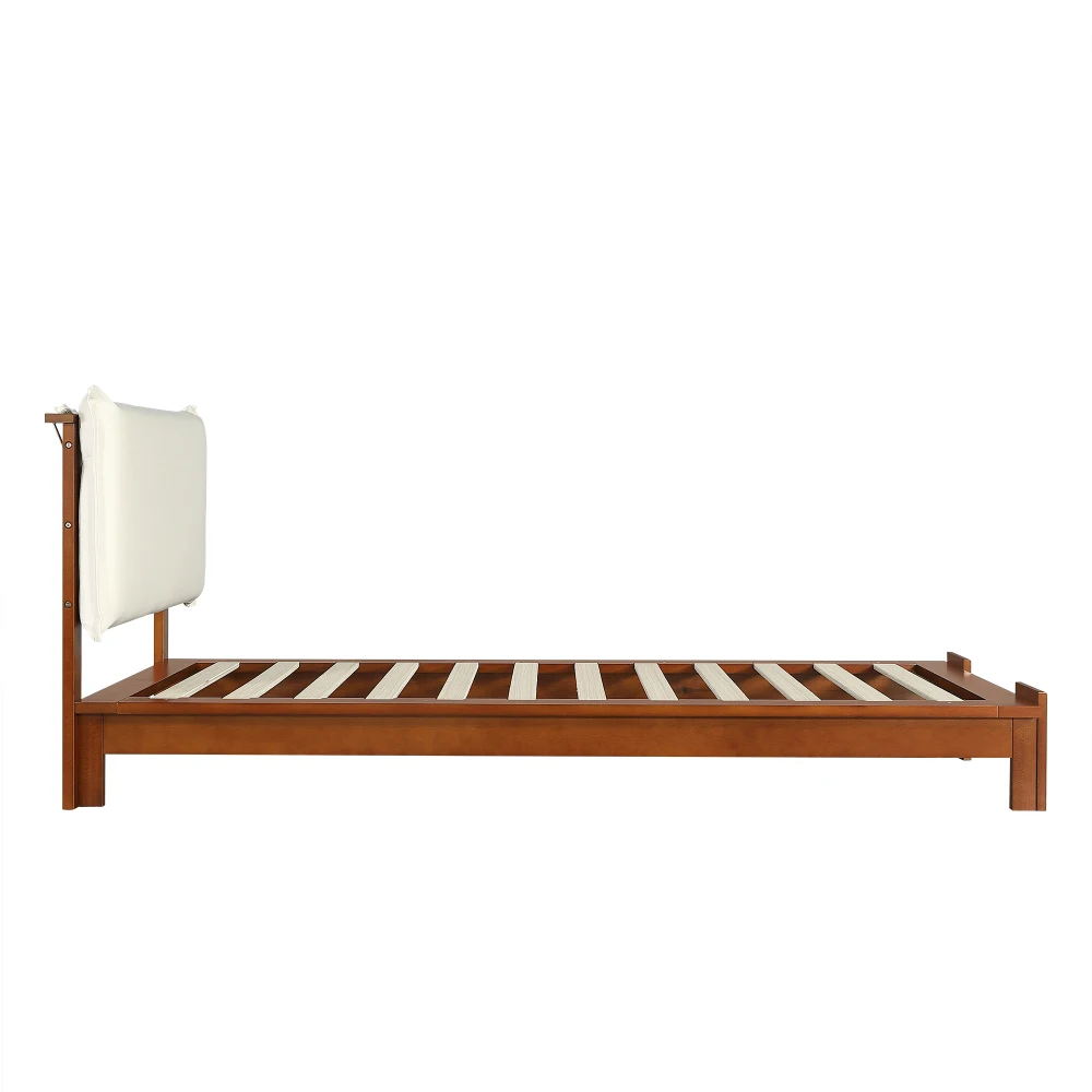 PINGGO Dunkelbraunes Polsterbett Einzelbett 90x200cm Samt-Kopfteil Stabiler Lattenrost Verbreiterte Beine Ohne Matratze – Detail 13