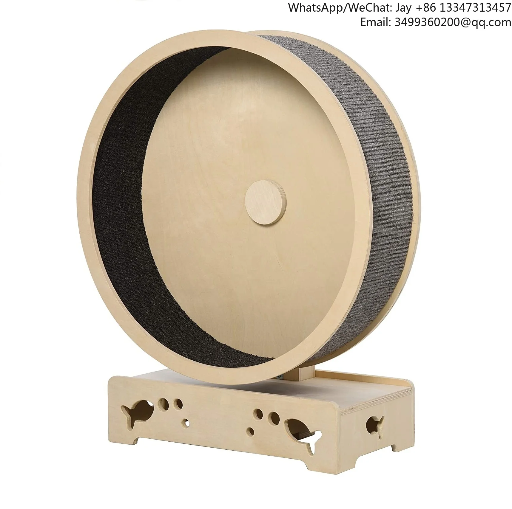 

New Round Hamster Wheel Style Cat Treadmill With Carpet Runway Wooden Sisal-Covered Cat Furniture Cat Exercise Running Wheel