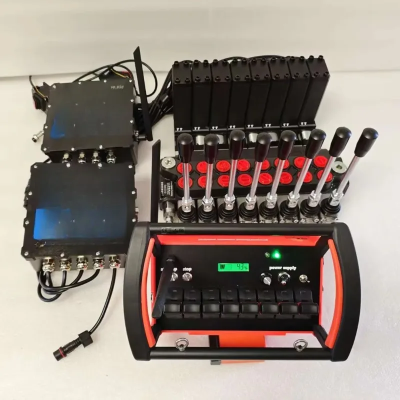 2025 New Design 40L 60L 80L 100L Valve Hydraulic Remote Control with 6 Motors 12V/24V for Truck Crane Black 50kg