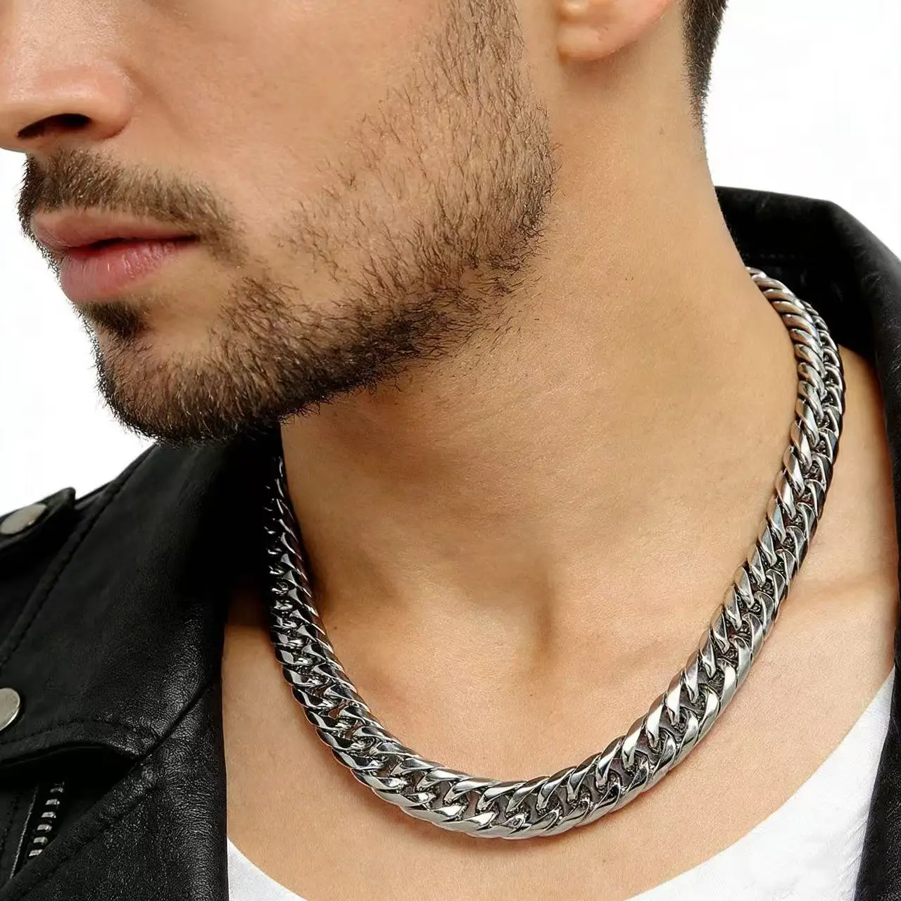 8MM-14MM Stainless Steel Thick Chain Cuban Necklace For Men Jewelry Accessories Punk Neck Male Chains