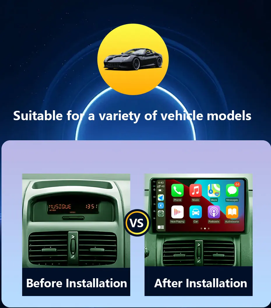 Drahtloses CarPlay für Renault Clio 2 BB CB 2001–2012, GPS-Navigation, Autoradio, Video, Audio, Multimedia-Player, BT, DSP, Stereo, WiFi – Detail 2