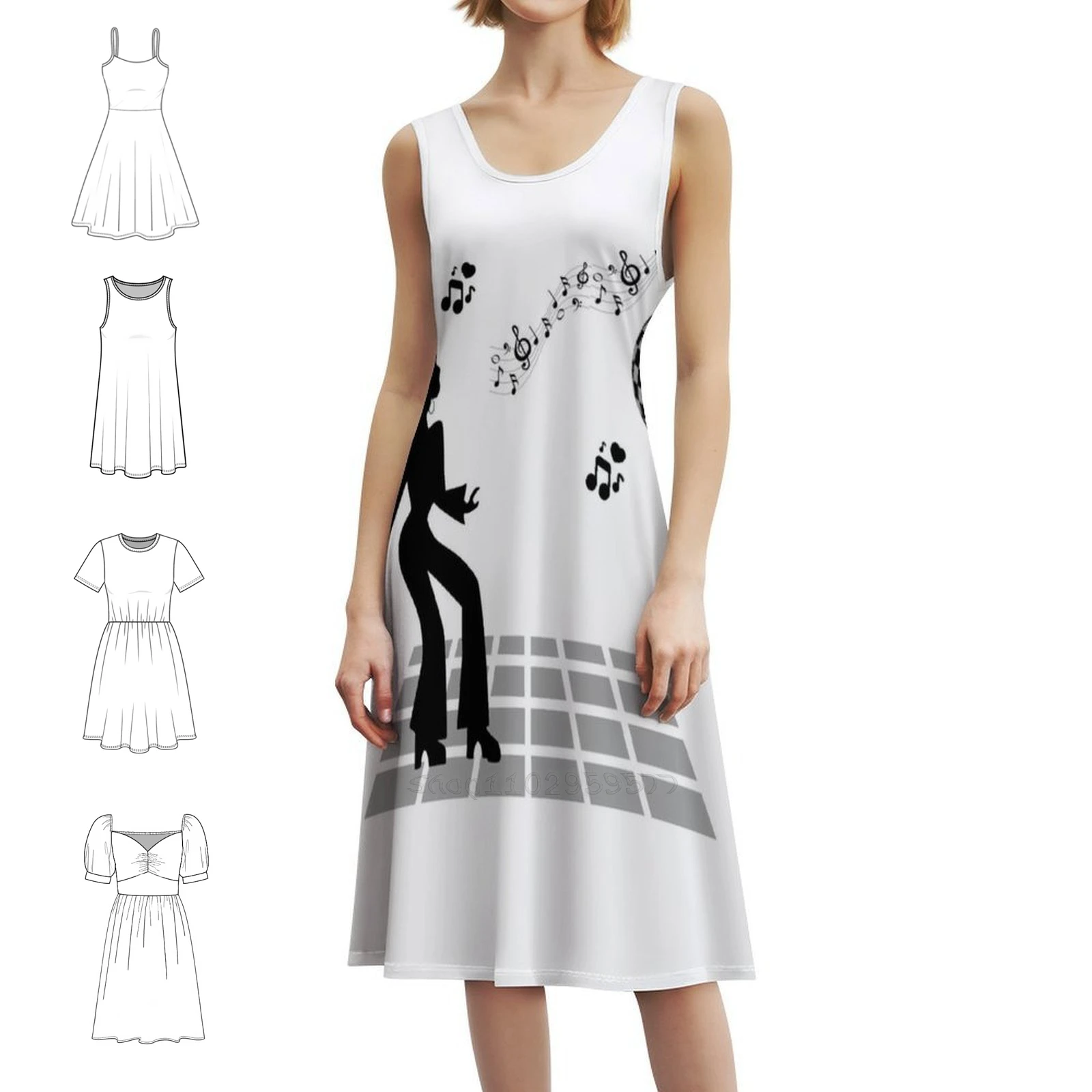 فستان بوهيمي عتيق لحفلات الديسكو بأكمام منتفخة أو خيارات بدون أكمام للنساء فستان أنماط ريترو 50S 90 S 70 S 60S #1