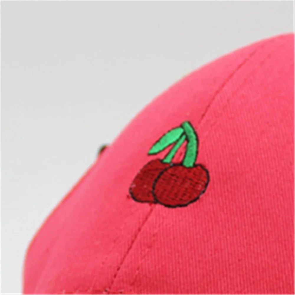 التطريز قبعة بيسبول المرأة الربيع الفاكهة تصميم الفراولة الموز الكرز البرتقال الخوخ قبعة