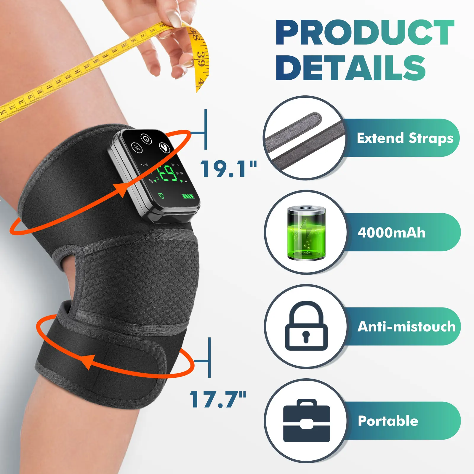 Thermal Knee Massager 3 in 1 Shoulder Knee Elbow Heating Massage Support Brace Rechargeable Vibration Pad Machine Muscle Relax
