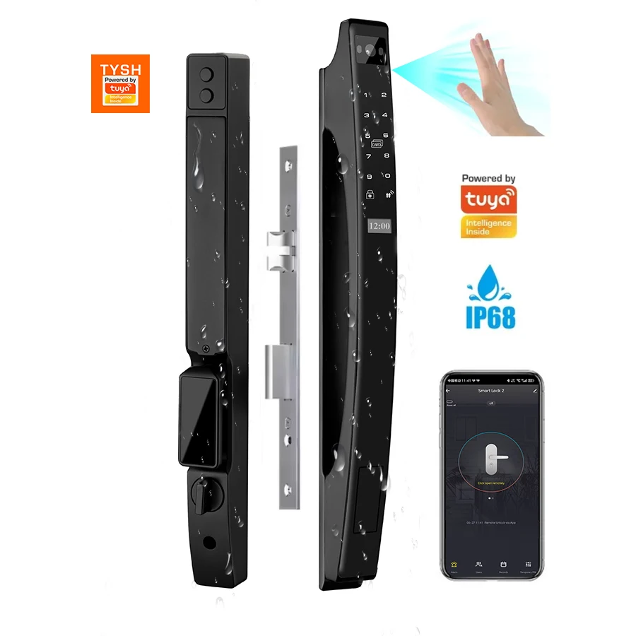 TYSH Tuya Electric Keyless Smart Lock Video Intercom Waterproof IP 68 3D Face Recognition Fingerprint Unlock