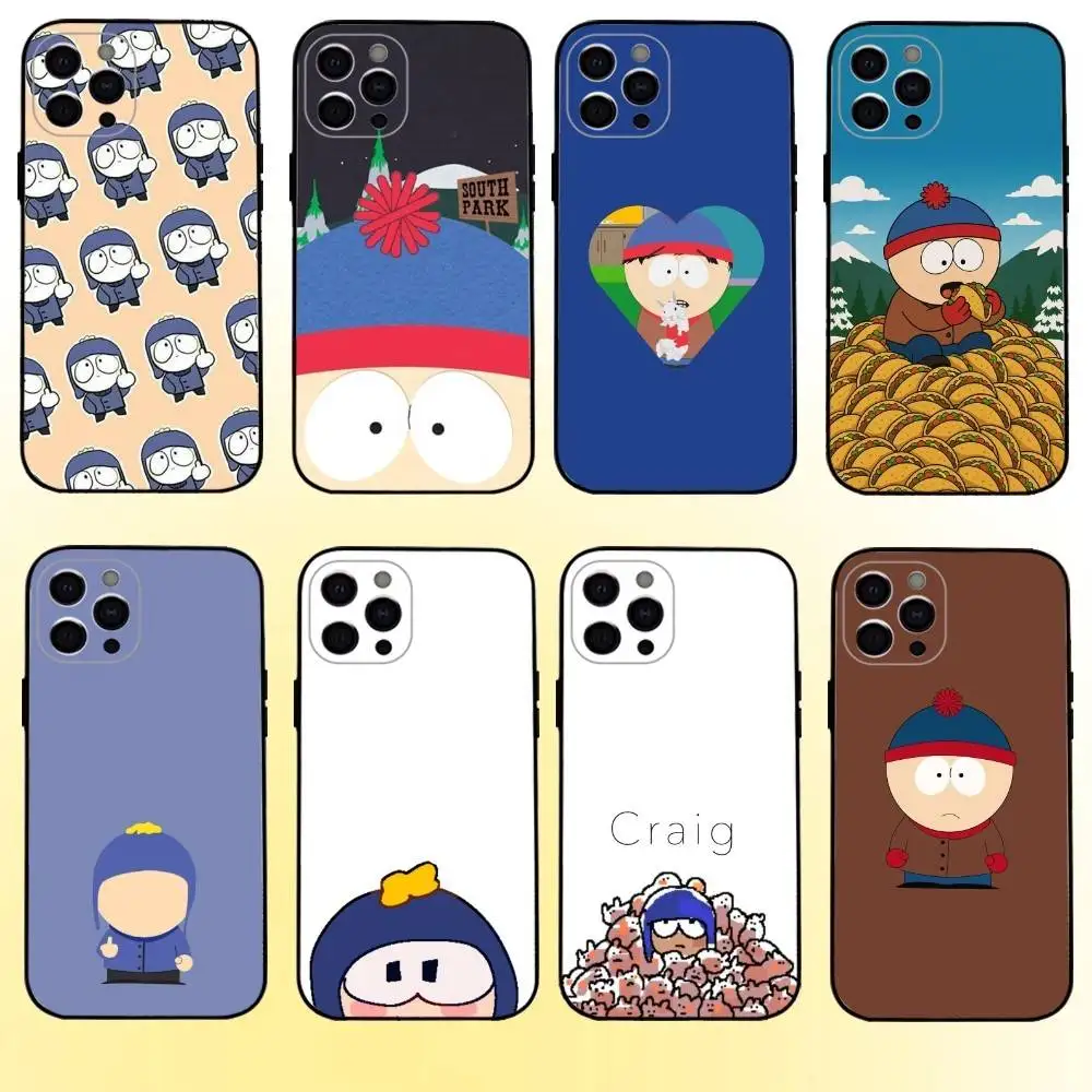

Cartoon S-South Park Phone Case For iPhone17,16,15,14,13,12,11 Plus,Pro Max Soft Black Cover