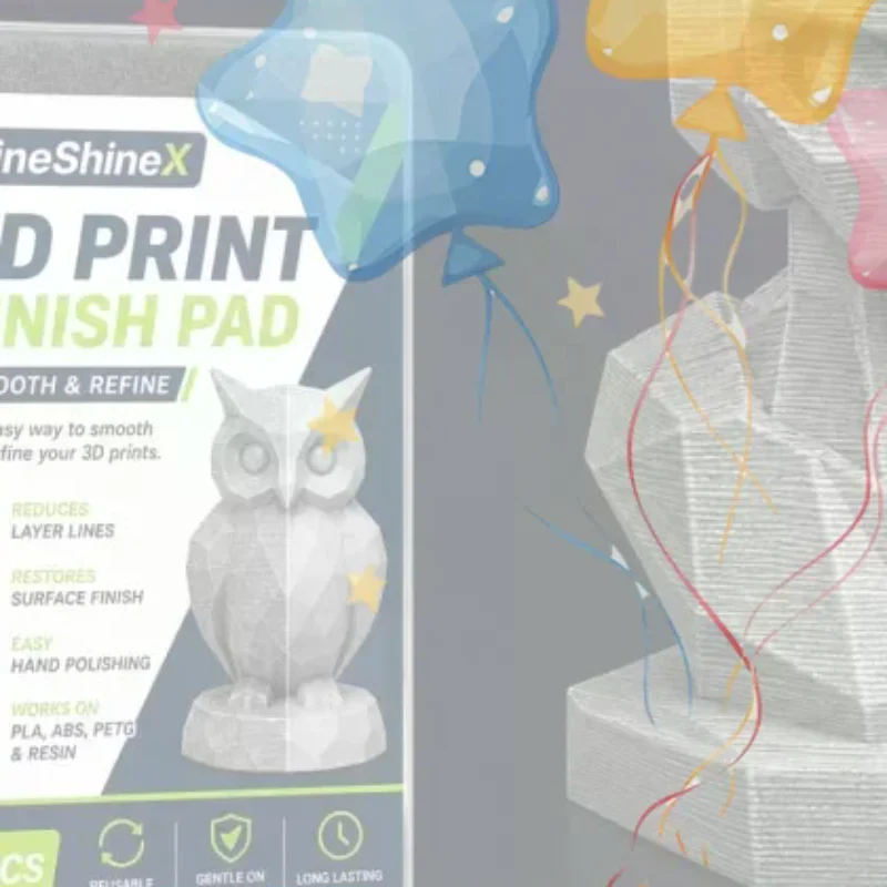KineShineX 3D Print Finish Pad Layer Line Reduction Easy Hand Polishing For 3D Printing Hobbyists PLA ABS Resin Projects