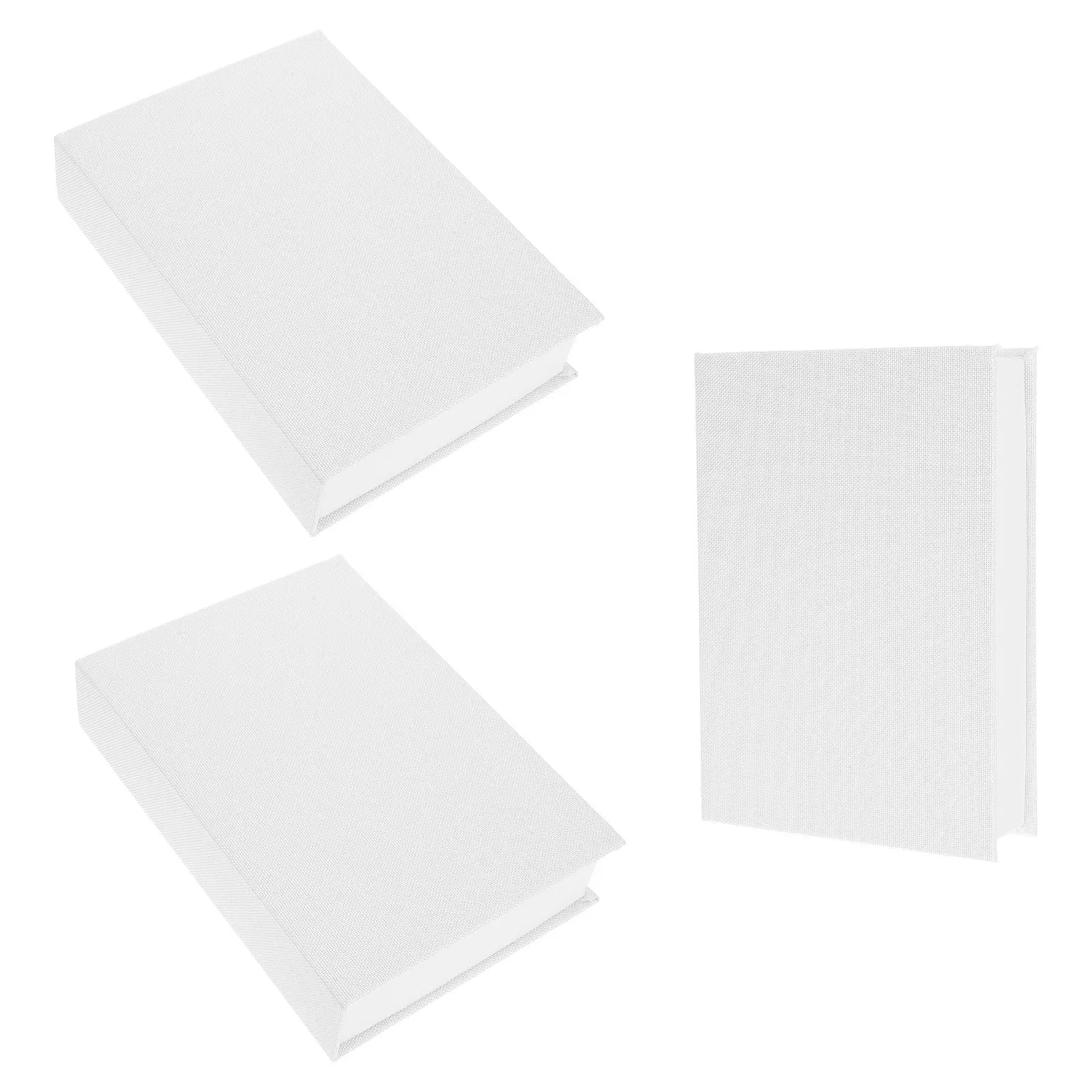 

3Pcs White Faux Books Hidden Storage Decorative Linen Covered Book Shaped Boxes for Modern Interior Design Vintage Book Prop