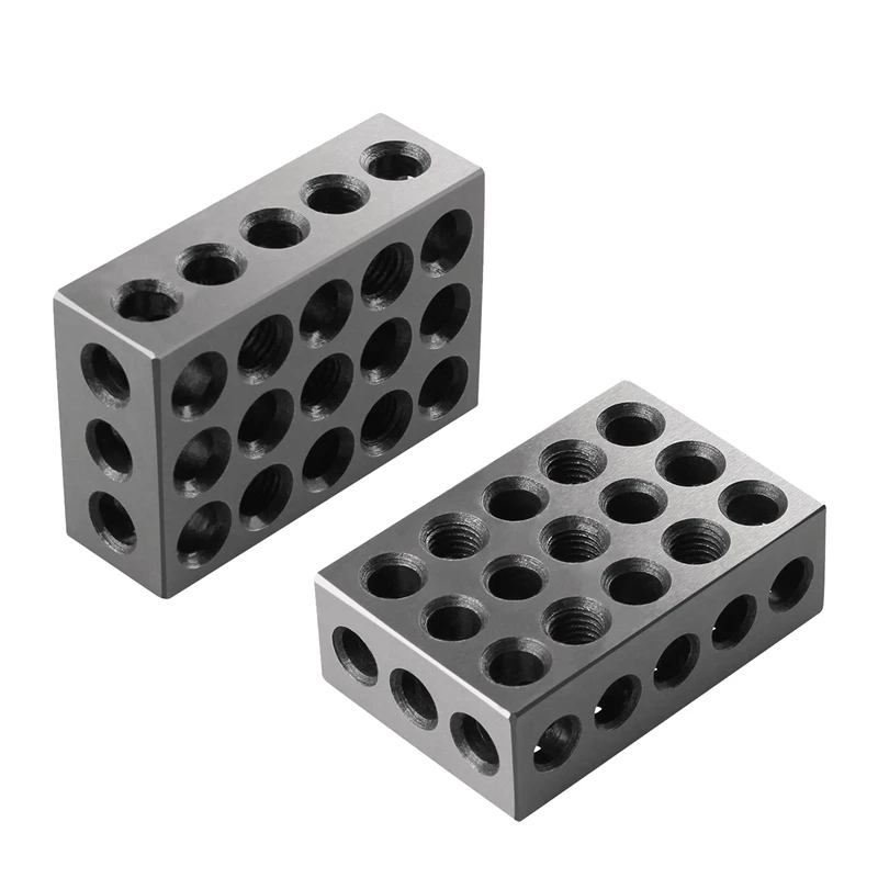 2PCS Blocks Gauge Hardened Steel Parallel Block Set 23 Holes Precision 25-50-75Mm