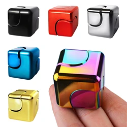 Metal Cube Rotating Fingertip Gyroscope Fidget Anti Stress Toys Adult Office Home Travel Portable Spinner Toys Christmas Gifts