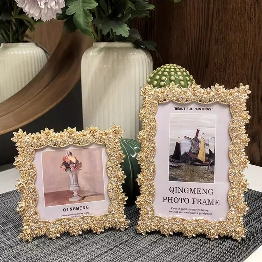 Wedding Photo Frame Decoration Offic Etable Metal Photo Frame Rectangle Exclusive Gold Vintage Elegant Marco De Fotos Home Decor