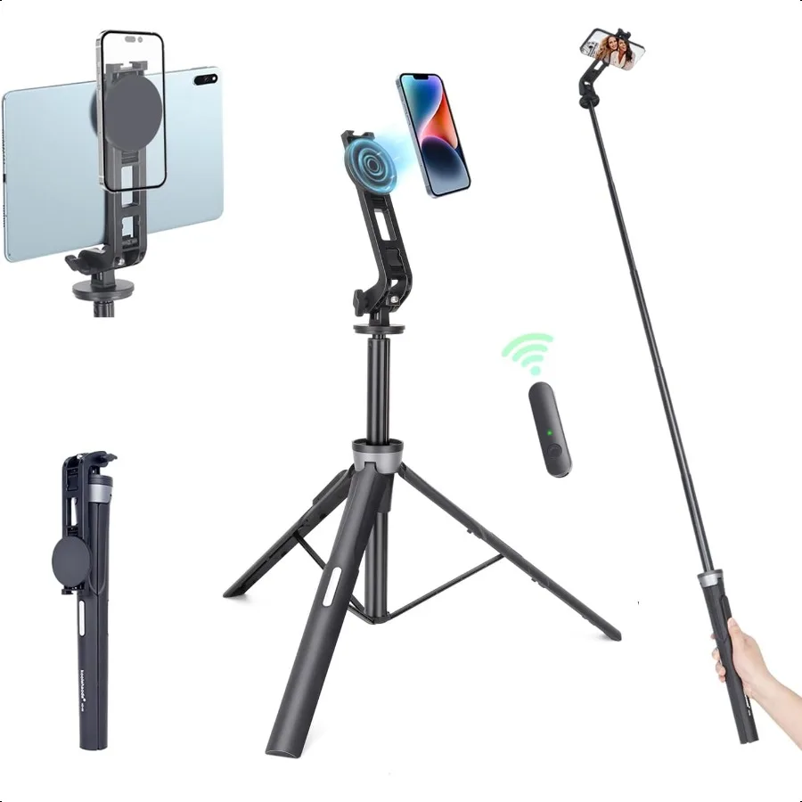 

Koolehaoda 64 Magnetic Selfie Stick Phone Tripod with Wirel Remote Compatible with MagSafe Portable 5 in 1 Phone Tripod Fit for