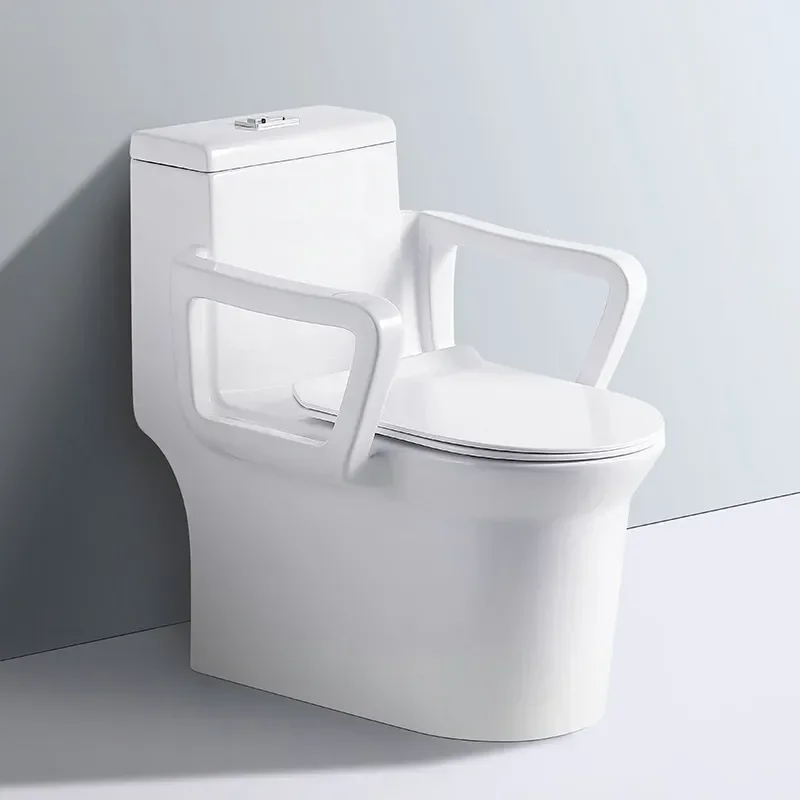 Wholesale Water Saving Ceramic Siphon Toilet with Handrail Super Whirlpool Sanitary Ware from Chaozhou Guangdong