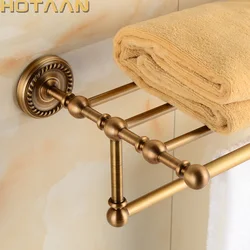Solid Brass Bathroom Towel Rack, Antique Brass Towel Holder,Corner Bath Towel Shelf Accessories