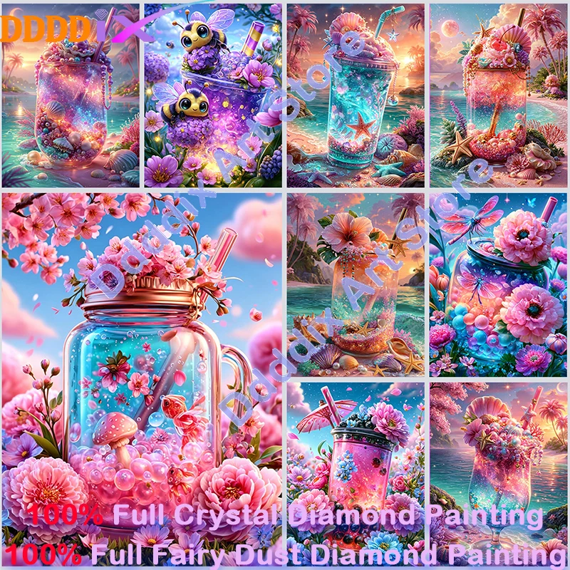 Новинка: Набор для алмазной вышивки «Стеклянная чаша» с 100% кристаллами Fairy Dust, квадратные алмазы, DIY мозаика, креативный декор для дома и досуга