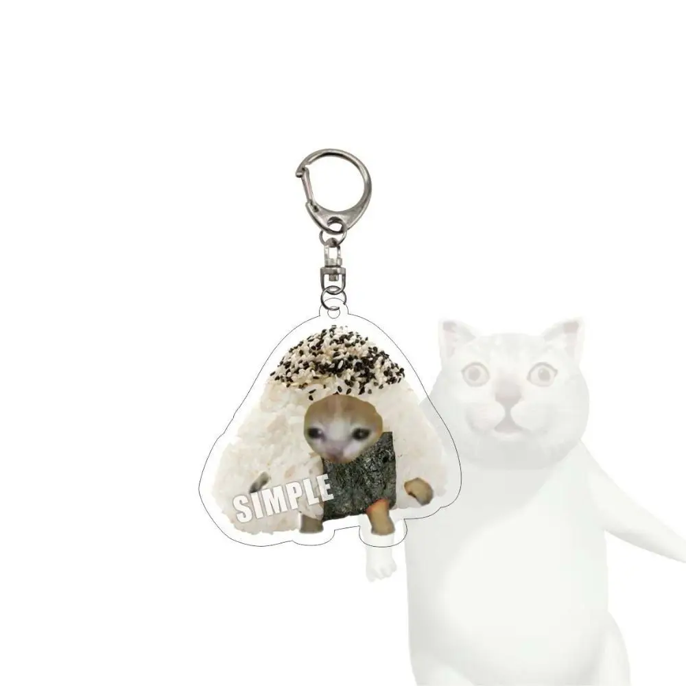 Food Cat Happy Cat Keychain Cute Head Link Chain Popular Bookbag Hanger Funny Bag Accessories Fashion Gifts 2023