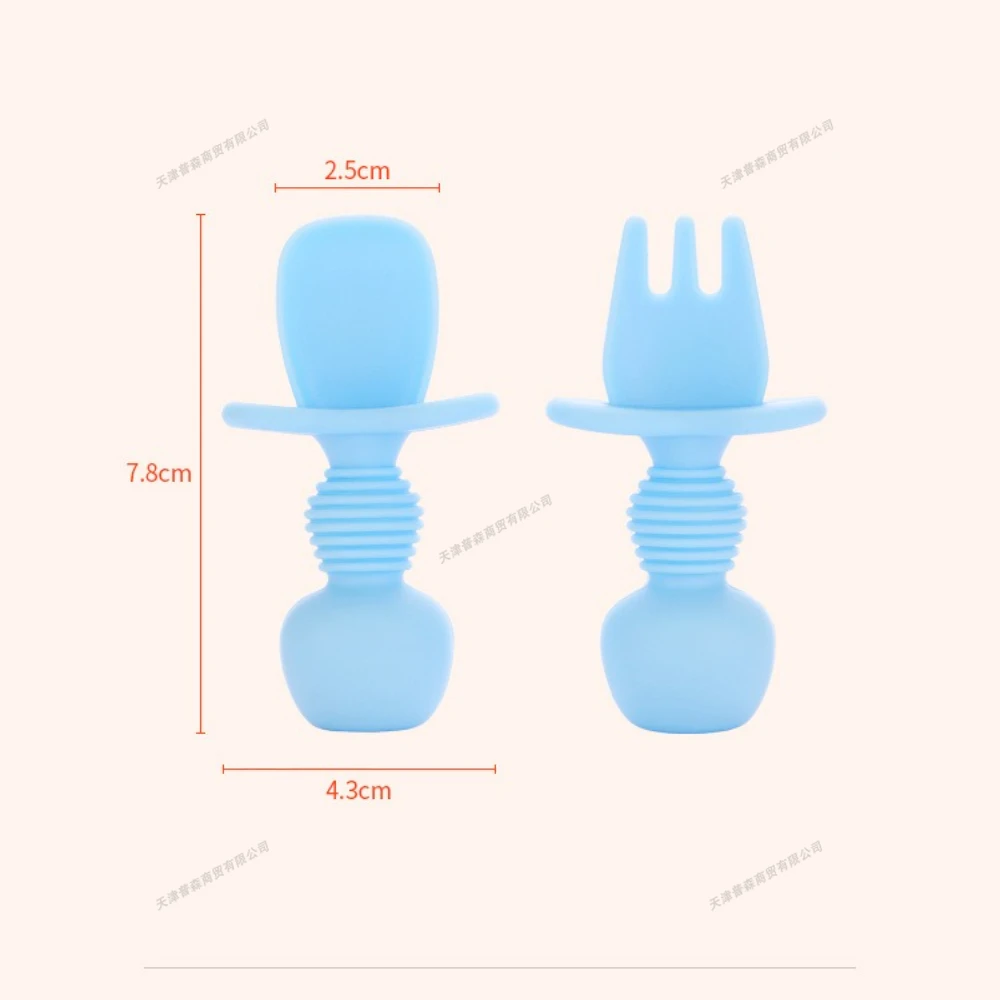 Baby-Silikon-Gabellöffel, kaubare Utensilien, erste Stufe, Training, Raubtier, Kleinkind-Utensilien für Babys, LED-Entwöhnung, mit Aufbewahrungsbox