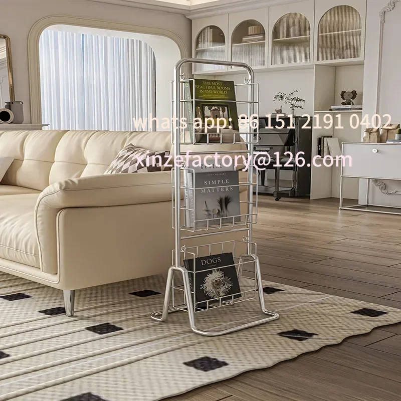 رف عرض المجلات القابل للتخصيص، رف كتب عتيق متحرك، رف تخزين مدمج للمنازل الحديثة #2