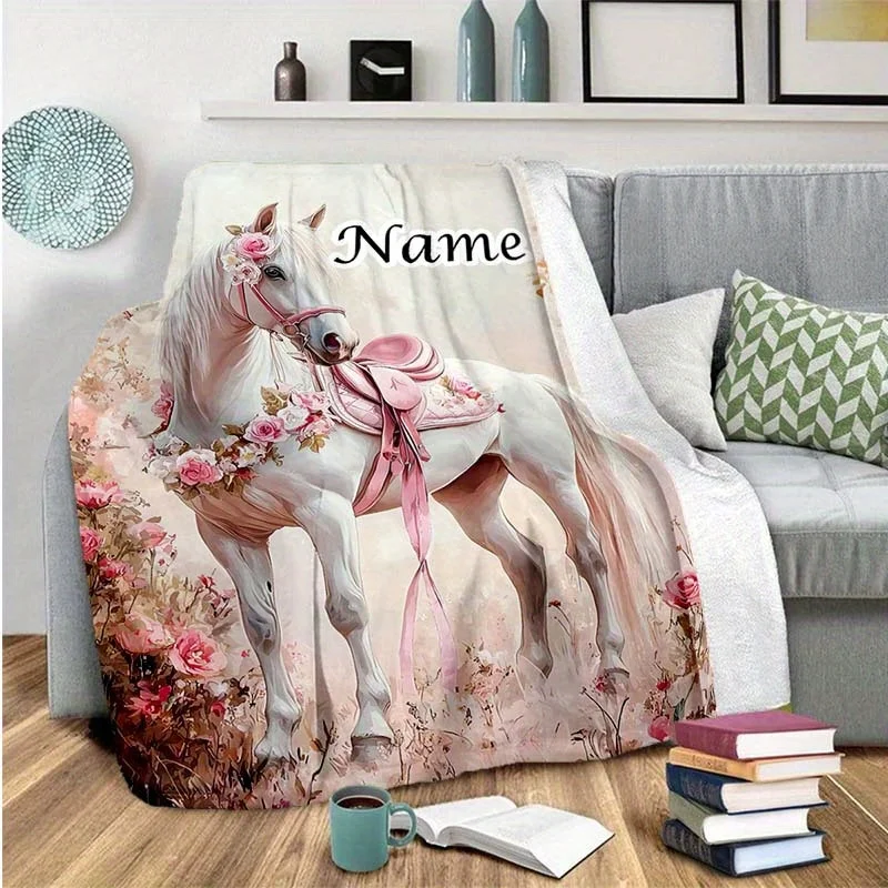 Customized Ballerina Blanket Sweet Little Dancer Floral Background Personalized Name For Apartment