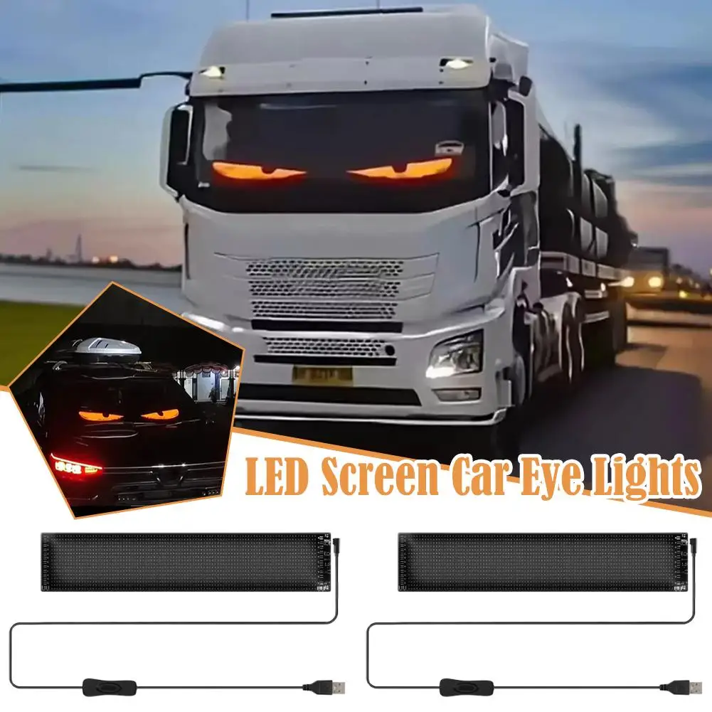 2pcs 16*96 Hard Screen Size 12*60CM Truck Special Devil's LED Screen Light Eye LED Car Dynamic Truck Eye D2A3