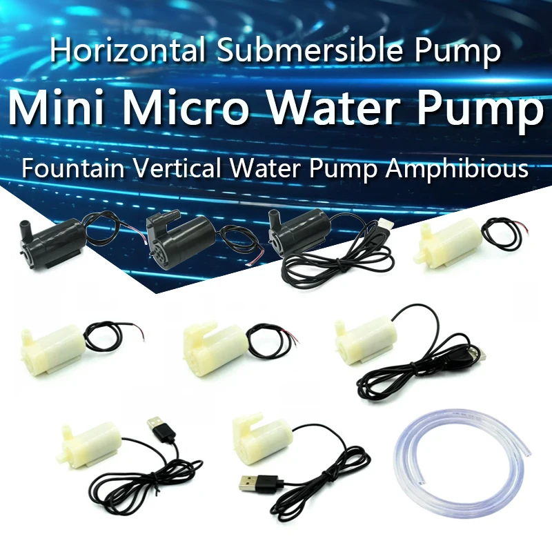 New DC 3V Mini Micro Water Pump Horizontal Small Submersible Pump DC 3W Fountain Vertical Small Water Pump 4.5V 5V 6V Amphibious