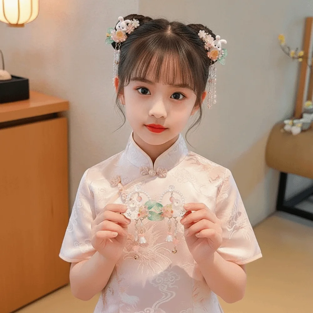 1 Pair Long Ribbon Hanfu Hair Clip Flowing Tassel Metal Duckbill Clip Rabbit Tassel Hairpin Vibrant Colors Lightweight Comfort