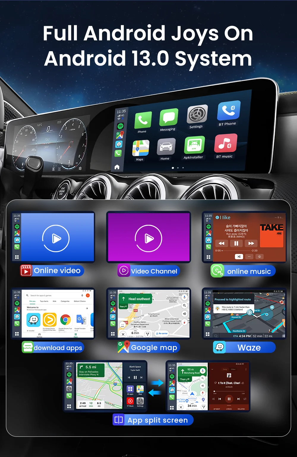 CarlinKit CarPlay Ai Box Android 13 SM6225 8 Cores 8G+128G Smart Android TV Box Wireless CarPlay Android Auto Support 512GB TF