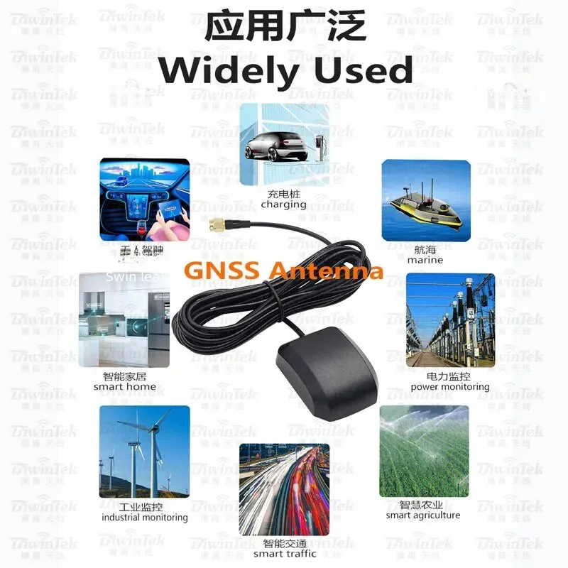 GNSS Antenna GPS Glonass Galileo Receiver Tracker Vehicle Car Strong Signal SMA SMB Fakra Magnet 3M Flame Resistant Waterproof