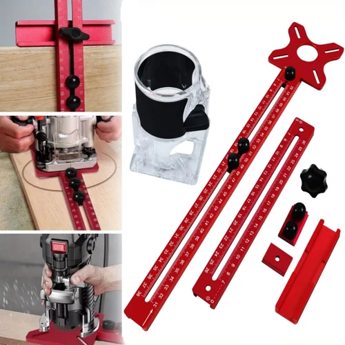 Imagen 1 del producto Plantilla de corte circular para enrutador de aleación de aluminio 3 en 1, plantilla de Hardware de gabinete multifuncional ajustable y guía de enrutador para carpintería