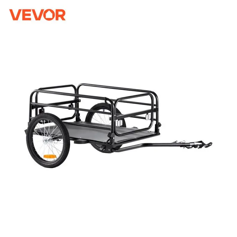 VEVOR 160 lbs Bike Cargo Trailer Foldable Bicycle Wagon Cart with Universal Hitch Compact Storage  fits 22\