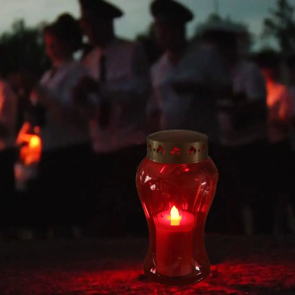 Solar Powered Memorial Grave Light Flameless AA Battery Powered Eternal Lamp Weather Resistant Plastic DIY Assembly Kit Cemetery