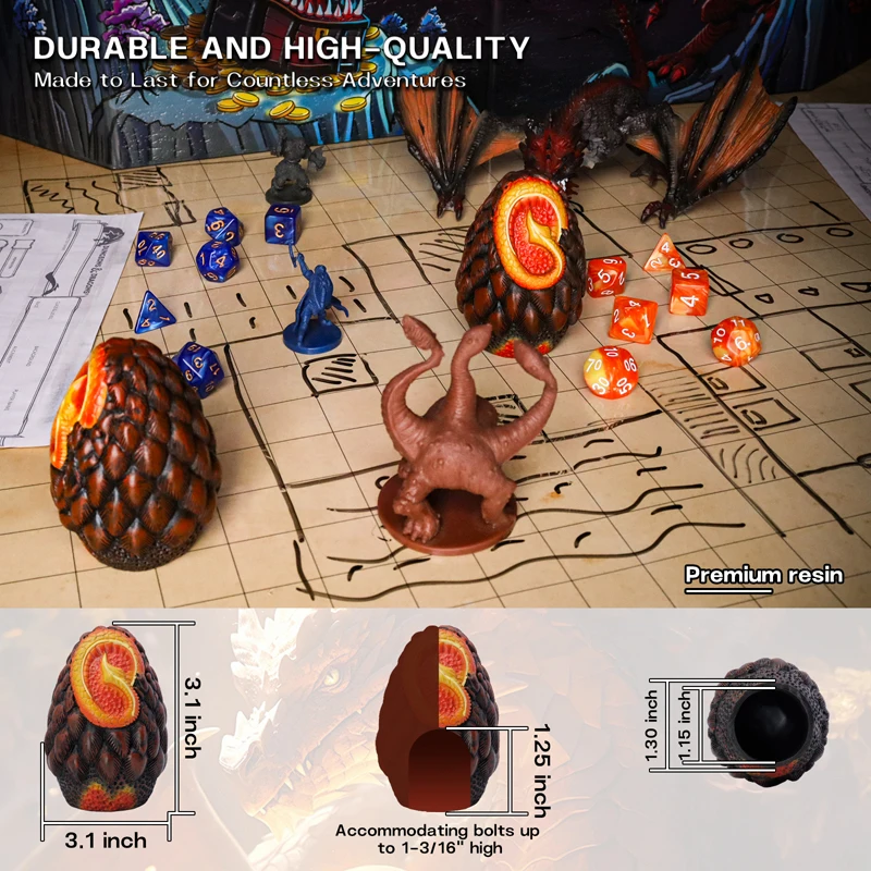 CZYY Dragon Egg Dice Jail - Set of 2 Resin Dice Cages, Dice Prison and Holder for Bad Dice - Unique Accessories, Gift for D&D