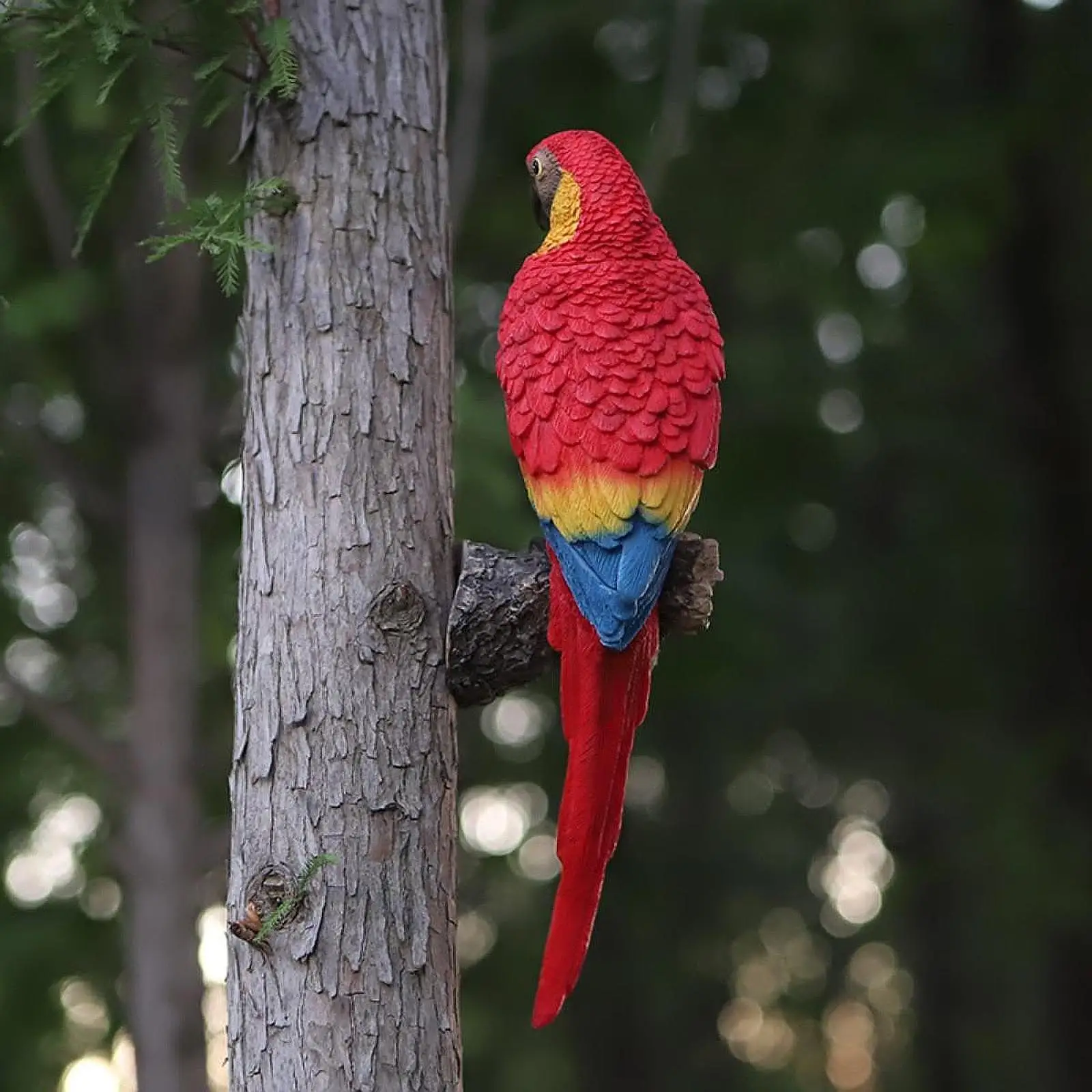 Voice Recording Parrot Tree Hanging Ornament Easily Install, Waterproof Garden Decoration Resin Craft
