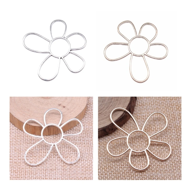 Silver/Gold Hollow Flower Pendant Charms DIY Jewelry Making Supplies Large Metal Flower Pendants