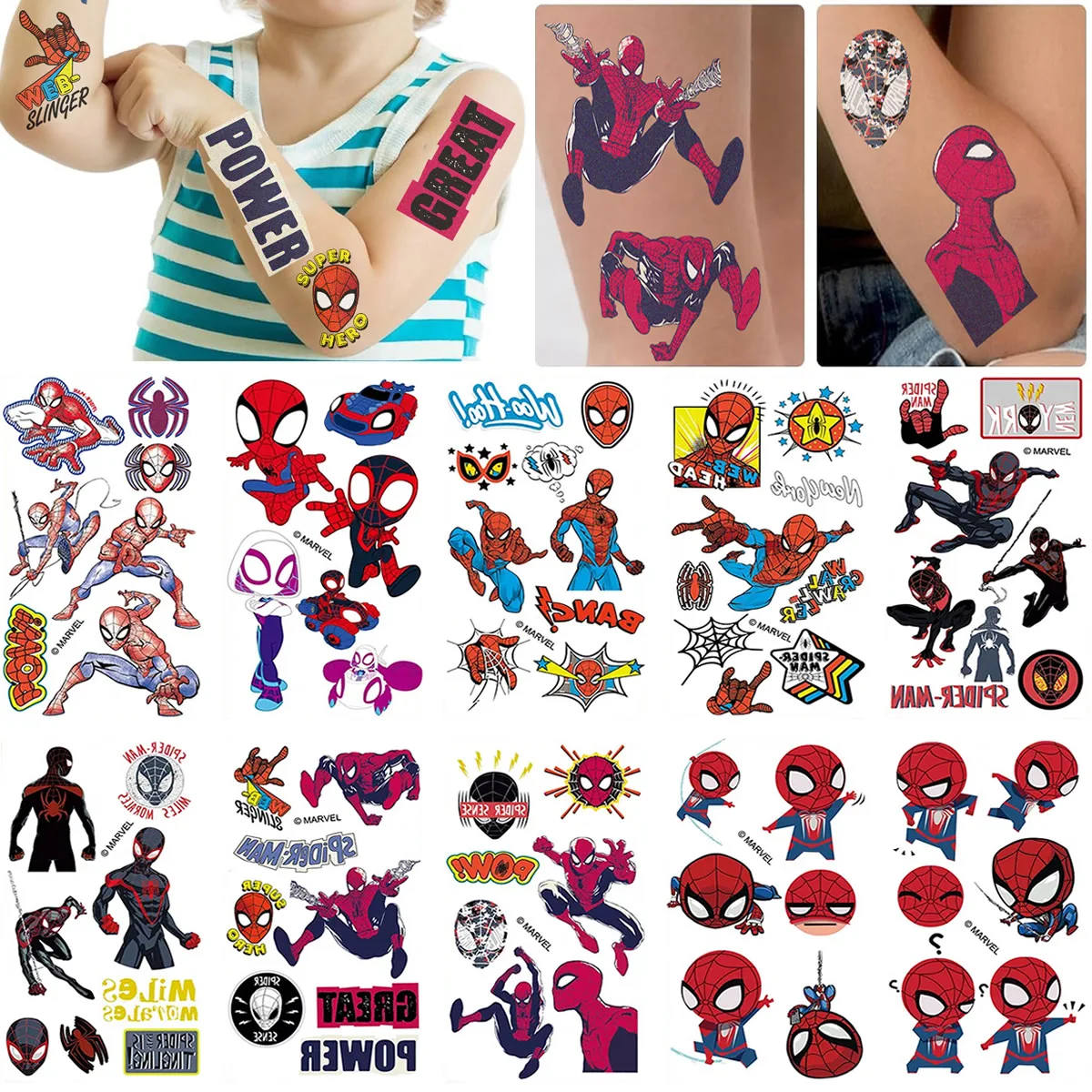 สติกเกอร์ลายการ์ตูน 10 ชิ้น สติกเกอร์ลายอนิเมะเท่ๆ สำหรับงานปาร์ตี้เด็ก ชุดสติกเกอร์รอยสักชั่วคราว ของขวัญเด็ก ของเล่น