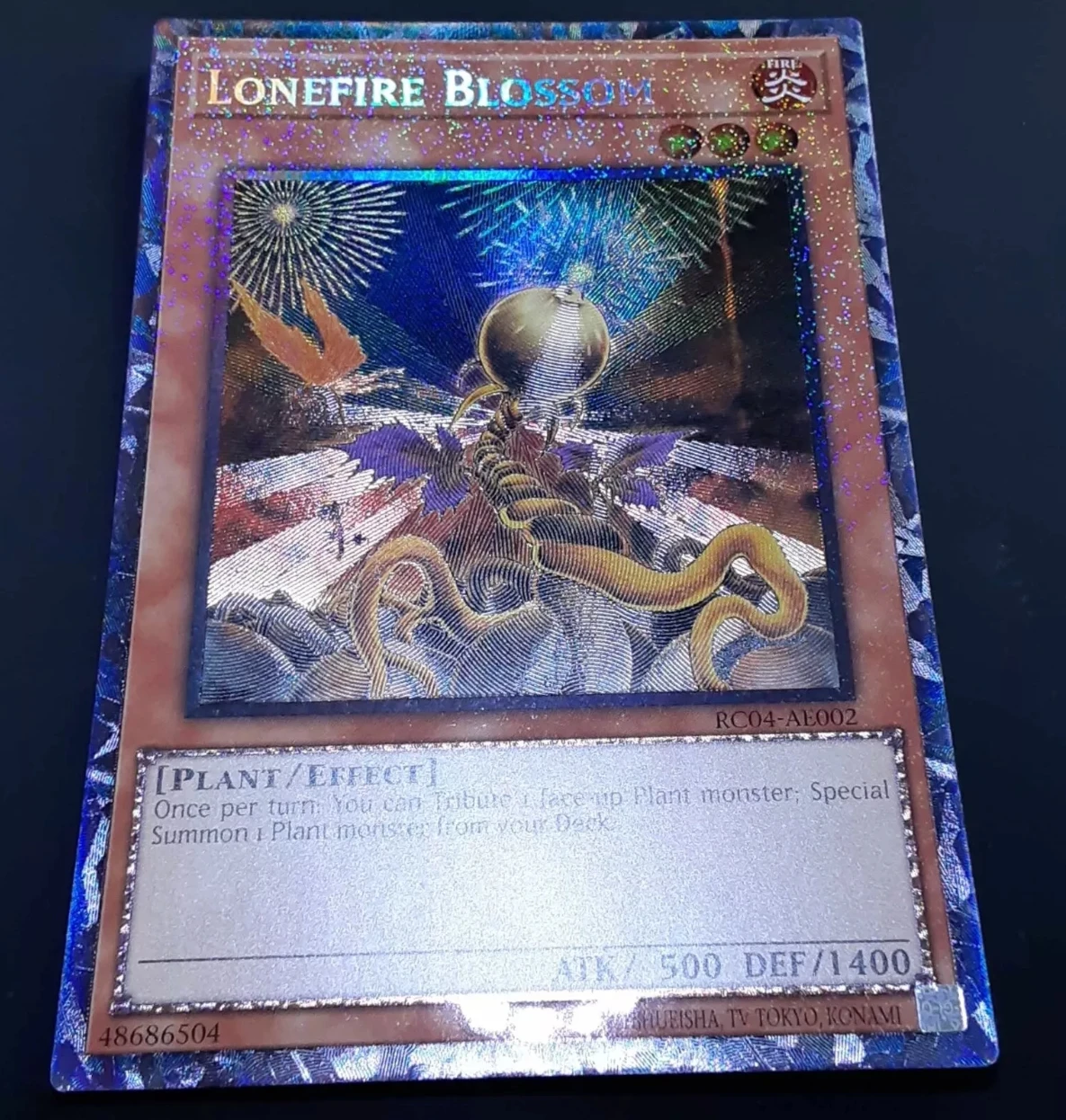 

Yugioh KONAMI Duel Monsters RC04-AE002 Lonefire Blossom Collector Rare Asian English Collection Mint Card