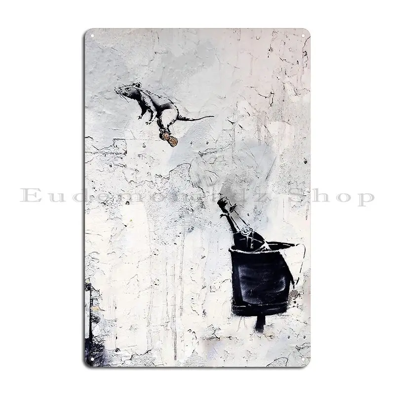 Flying Rat Banksy Metal Plaque Poster Wall Decor Personalized Customized Pub Personalized Tin Sign Poster