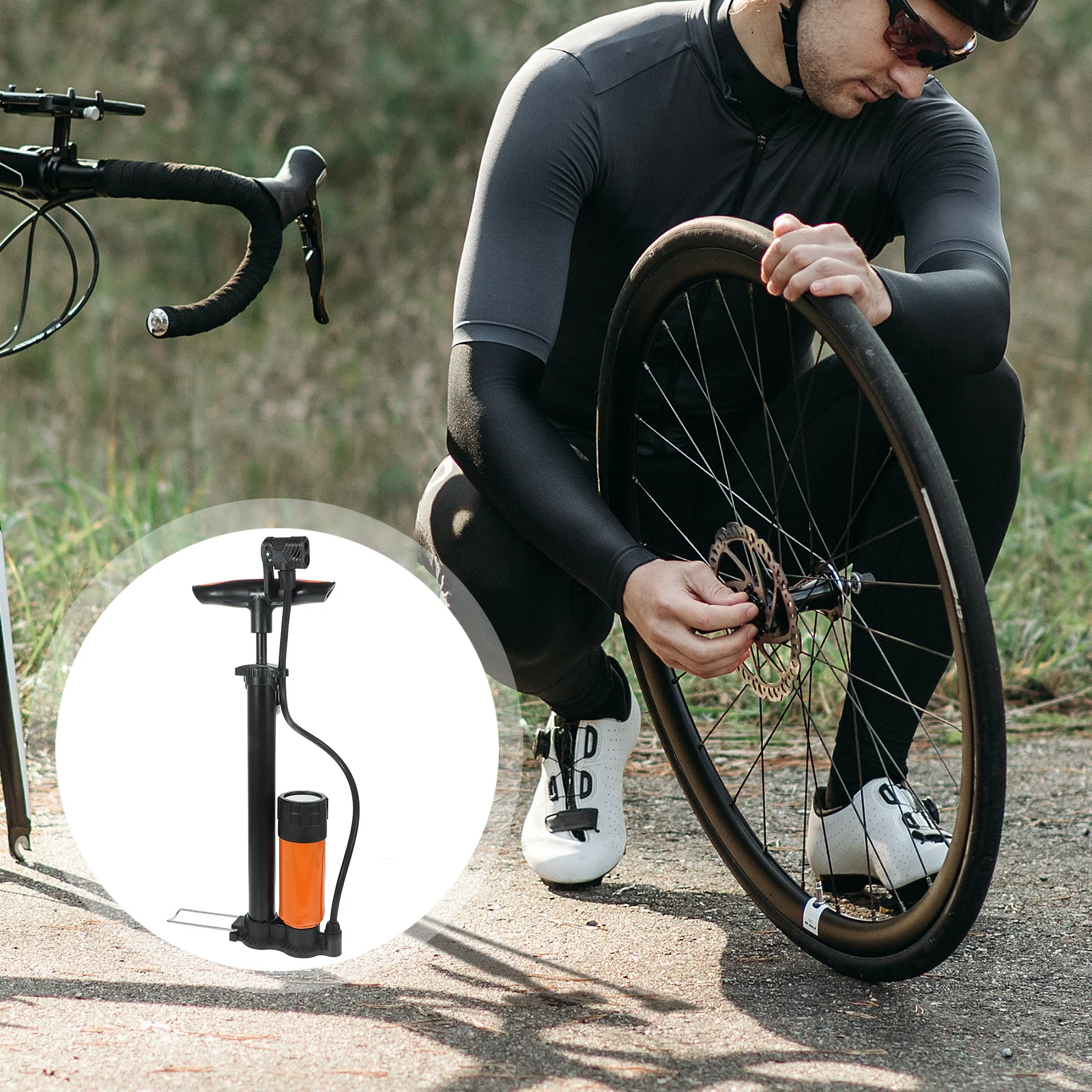 

High Pressure Floor Bike Pump 160psi Portable Vertical Bicycle Inflator Universal Nozzle for Cycling Motorcycle Sports Balls Air