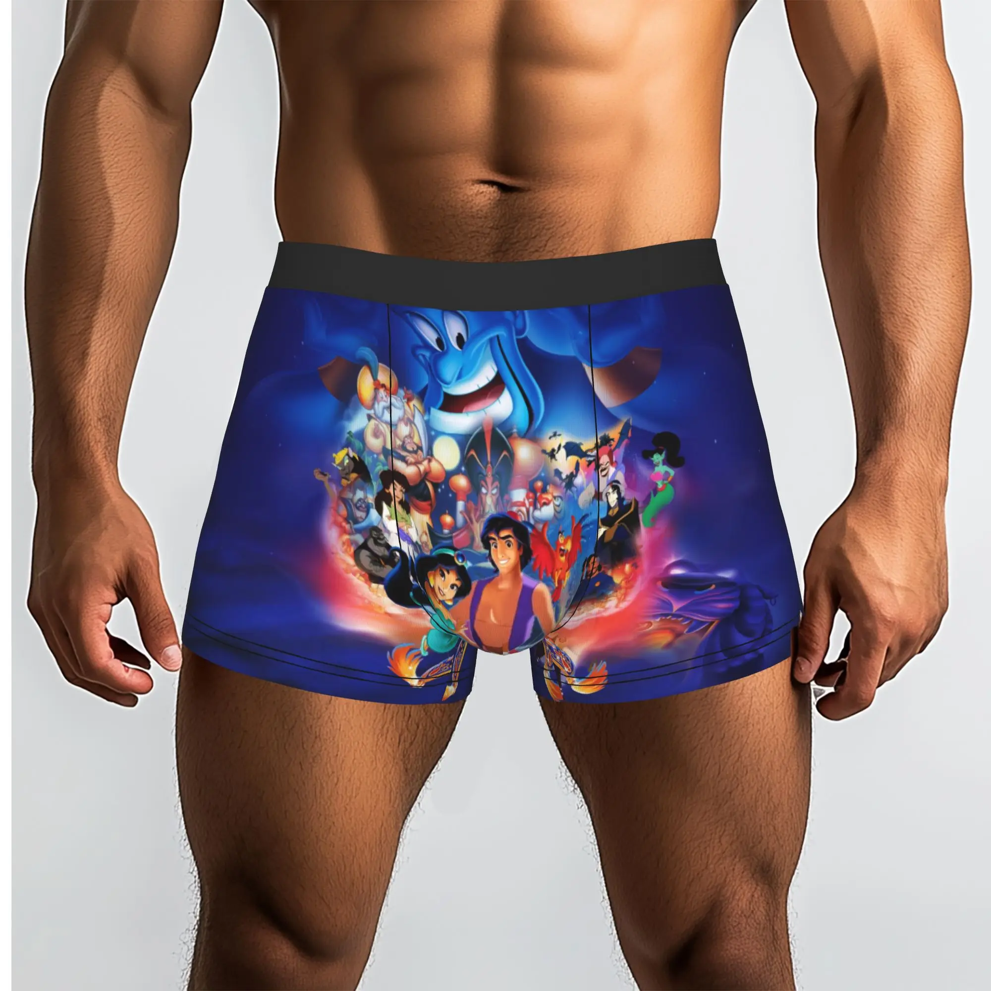 Custom Cute Cartoon A-Aladdin Underwear Men Breathable  Boxer Briefs Shorts Panties Soft Underpants For Male