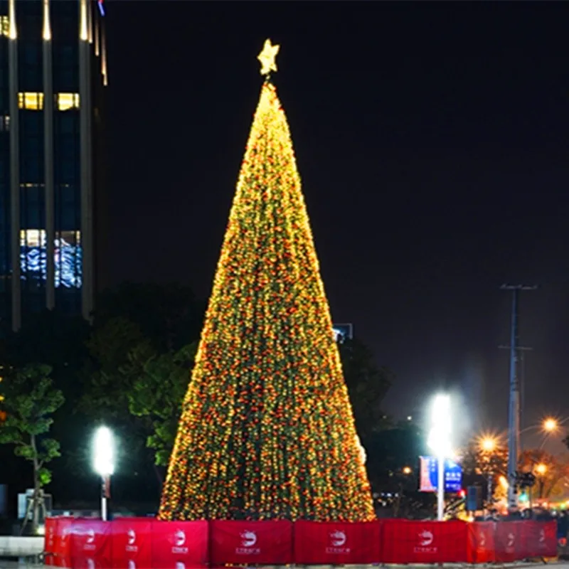 Steel Iron Frame Large Outdoor Christmas Tree Multi Sizes 3-15M For City Square Public Holiday Themed Landscape Construction
