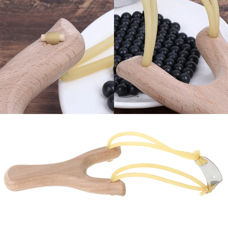 Natural Wooden With Rubber Band Outdoor Hunting Sports Games Catapult