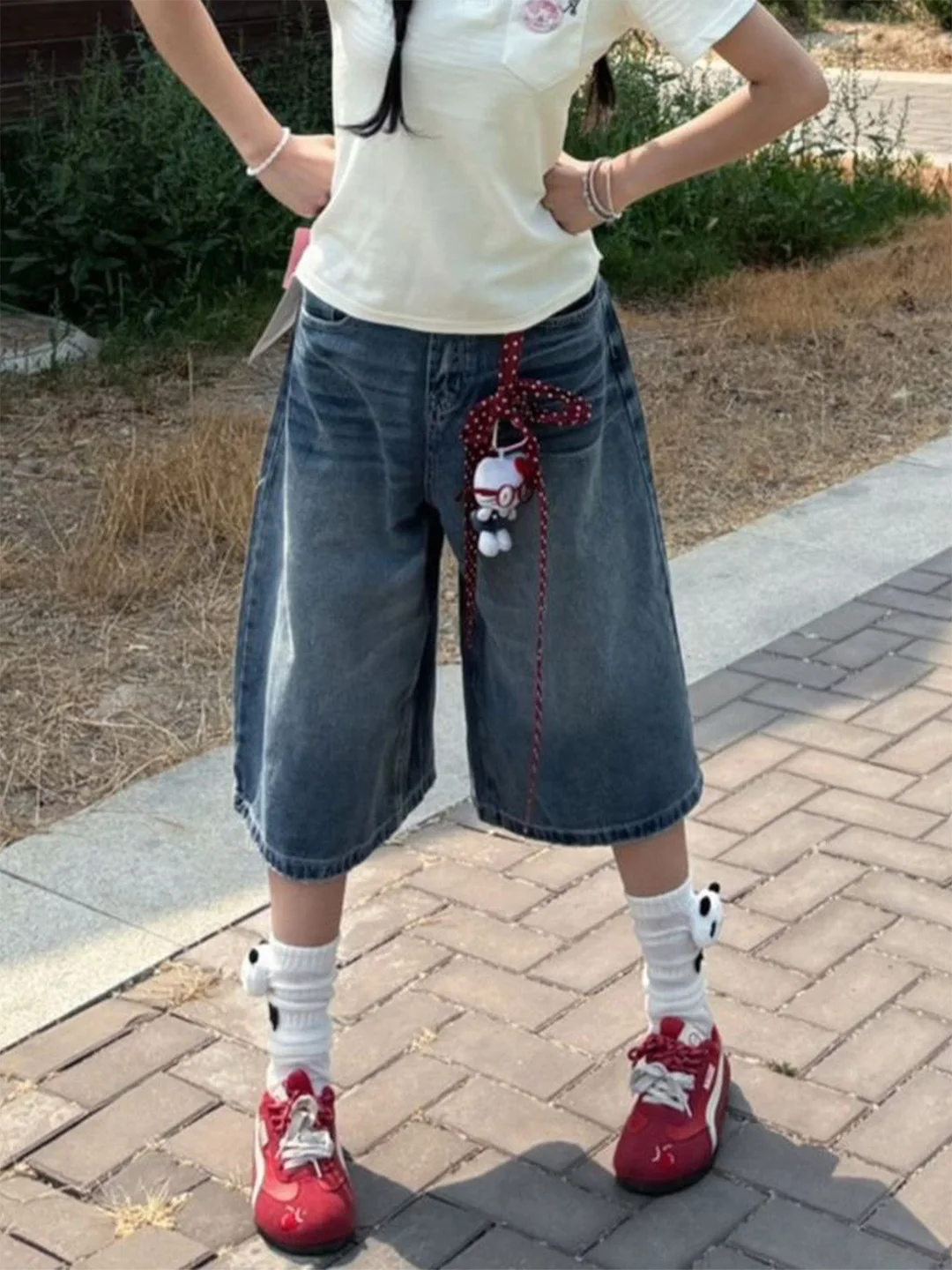 

Summer 2026 American Style Women's Slimming Seven-Foot Jeans High Waist Wide Leg Thin Denim Pants Loose Fit Washed out