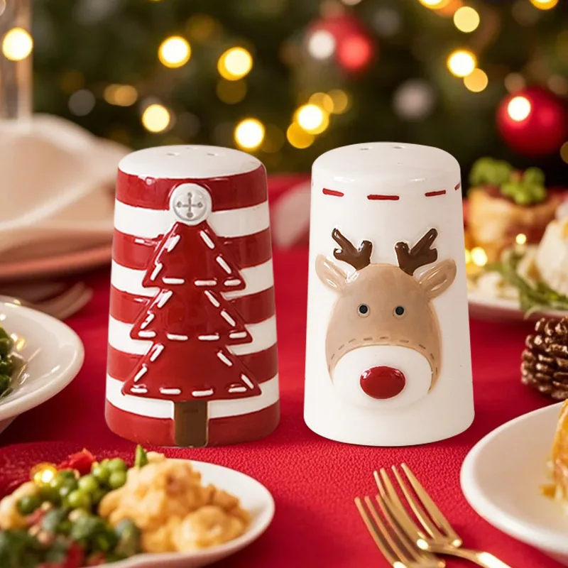 

2Pcs nordic style santa claus christmas salt and pepper shaker creative Christmas themed spices bottle embossed seasoning bottle