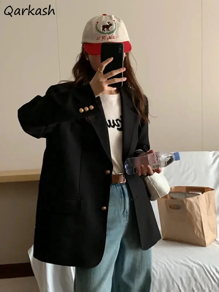 

Блейзеры женские, весенние, новые, однотонные, в корейском стиле, модные, свободные, винтажные, BF, унисекс, Ulzzang, молодой шик, офисные женские, с дизайном темперамента