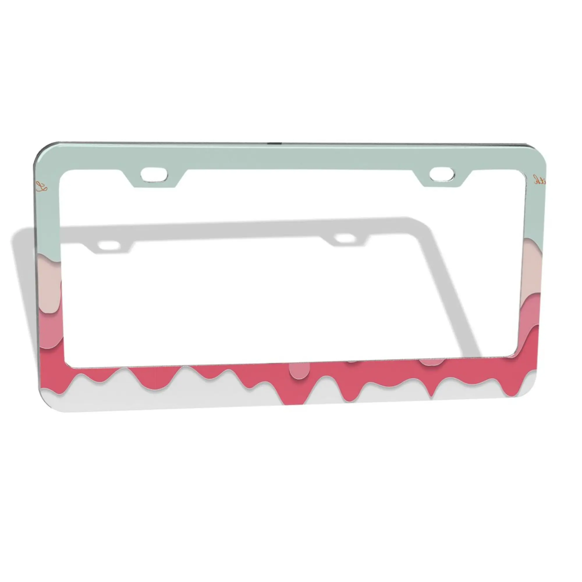 Ice Cream Sweet License Plate Frame Plate Holder License Plate Cover Decoration for Men Women Vehicle 12x6 Inch 2 Holes